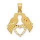 17mm 14ct Gold Polished Sparkle Cut Love Birds With Heart Pendant Necklace Jewelry Gifts for Women