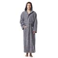 "Pacific” 100% cotton terry, extra long, lightweight bathrobe for men and women - Grey - Small