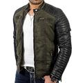 Red Bridge men's biker faux leather Red Bridge jacket with quilted areas XS-5XL, R-41451W - Green - XXX-Large