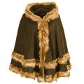 G11 Celebmodelook ® New Womens Faux Layer Fur Hooded Ladies Cape Poncho ROMAY in Plus Size 08-26