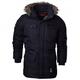 Crosshatch Mens Heavy Weight Fur Hood Parka Padded Waterproof Winter Coat Jacket Black Blue Large Black - Armour