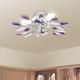 vidaXL Ceiling Lamp White & Purple Acrylic Crystal Leaf Arms 3 E14 Bulbs