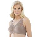 Glamorise Women's Embroidered Full Figure Support Non-Wired Plain Everyday Bra, Brown (Taupe), 36D