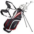 Wilson Amazon Exclusive Men's Stretch Beginner Complete Set, 10 Extended Length (+1 in) Golf Clubs with Stand Bag, Black/Grey/Red, Extended Length