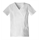 Cherokee Medical Uniforms Workwear Stretch Mock Wrap Top (Size M) White, Cotton,Polyester,Spandex