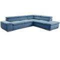 Cavadore Ecksofa Alkatraz / Modernes L-Form Schlafsofa mit Bett, Ottomane und verstellbaren Kopfteilen / Maße: 272 x 73 x 226 / Webstoff, Blau