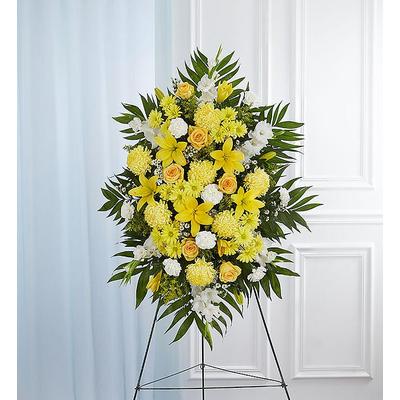 1-800-Flowers Flower Delivery Yellow & White Sympathy Standing Spray Small | Happiness Delivered To Their Door