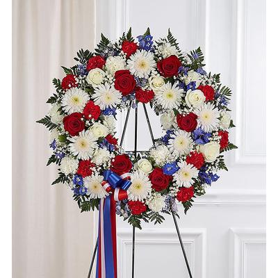 1-800-Flowers Flower Delivery Serene Blessings Standing Wreath - Red White & Blue Small