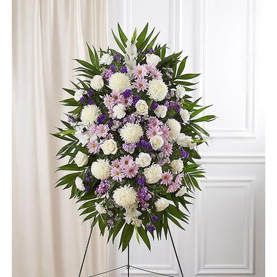 1-800-Flowers Flower Delivery Lavender & White Funeral Standing Spray Small | Happiness Delivered To Their Door
