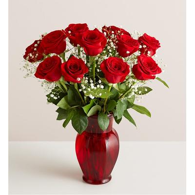1-800-Flowers Flower Delivery Blooming Love Premium Red Roses 12 Stems