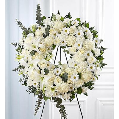 1-800-Flowers Flower Delivery All White Funeral Wreath Large | Happiness Delivered To Their Door