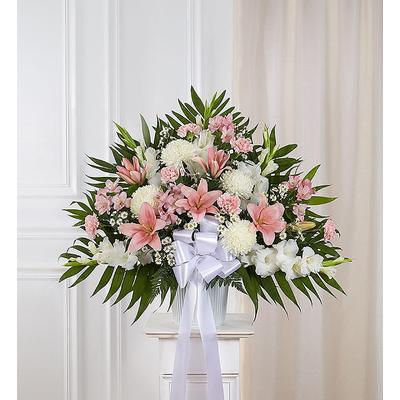 1-800-Flowers Flower Delivery Heartfelt Sympathies Standing Basket - Pink &white Small