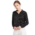 LilySilk Women's 100 Charmeuse Silk Blouse for Lady Long Sleeve Top 22 Momme Pure Silk Black Size 8/XS