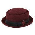 DASMARCA Quintin Burgundy Wool Felt Winter Porkpie Hat - M