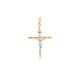 14ct Yellow and White Gold Vertical Flat Tube Religious Faith Cross With Crucifix Pendant Necklace Jewelry Gifts for Women