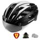 Shinmax Bike Helmet with Safety LED Light Cycle helmet for Men Women Bicycle Helmet with Detachable Magnetic Visor & Liner Breathable MTB Helmet Adult Lightweight Adjustable Size Cycling Helmet NR-096