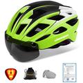 Shinmax Bike Helmet with Safety LED Light Cycle helmet for Men Women Bicycle Helmet with Detachable Magnetic Visor & Liner Breathable MTB Helmet Adult Lightweight Adjustable Size Cycling Helmet NR-096