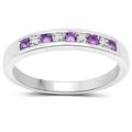 The Diamond Ring Collection: 3mm wide Sterling Silver Channel set Amethyst & Diamond Eternity Ring, (Size I)