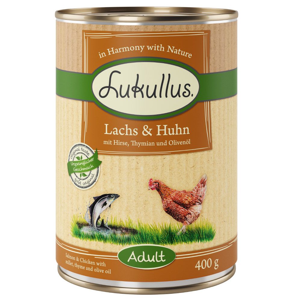 Lukullus Alimentazione naturale Adult 12 x 400 g Alimento umido per cani - Salmone & Pollo