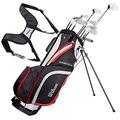 Wilson Amazon Exclusive Beginner Complete Set, 10 golf clubs with stand bag, Men's (right hand), Stretch XL, Black/Grey/Red, WGG157551