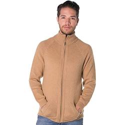 Gamboa Alpaca Cardigan for Men Wool Winter Turtleneck Jumper Hand-Knit Crewneck Beige