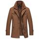 YOUTHUP Mens Coats Regular Fit Wool Winter Jackets Mid-Length Warm Trench Coat , Brown, S