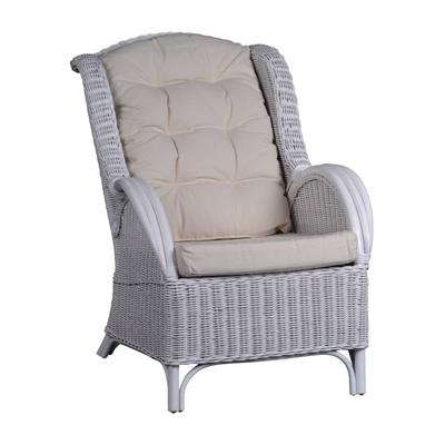 MiaMöbel Rattansessel 'Panama' weiß 100% Baumwolle, Rattan Landhaus Image