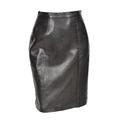 Womens Real Soft Leather Skirt Black Straight Fitted Pencil Skirt Back Vent - Lucy (14)