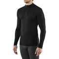 FALKE Men's Wool-Tech High Zip Neck M L/S SH Thermal Breathable Quick Dry 1 Piece Base Layer Top, Black (Black 3000), XL