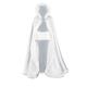 BEAUTELICATE Wedding Hooded Cloak Bridal Cape with Fur Trim Full Length Free Hand MUFF, White, Length:50 in