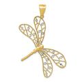 14ct Two Tone Gold Polished Sparkle Cut Filigree Dragonfly Pendant Necklace Jewelry Gifts for Women
