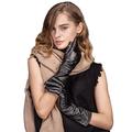 YISEVEN Women's Touchscreen Leather Gloves Mid-length Stylish Wrinkled Design and Opera Elbow Long for Ladies Winter Hand Warm Luxury Stylish Dress Driving Xmas Gift Wool Lined, Black 7"/Medium