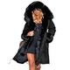 Aox Women Winter Faux Fur Hood Warm Thicken Coat Lady Casual Plus Size Parka Jacket Outdoor Overcoat (14, Black Faux Fur)