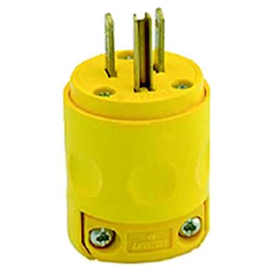 Leviton 05150 - 125 volt Yellow Grounding Plug Outlet / Socket Adapter (515PV)