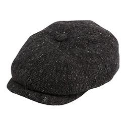 Gamble & Gunn ‘Ardura’ Unisex Flat Cap. 100% Irish Donegal Tweed Wool Hat, 8 Panel Design Newsboy Baker Style Hat with Button. Easy Care, Fully Lined, Fashionable Mens and Womens Caps. Charcoal, S
