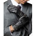 YISEVEN Men's Winter Cashmere Lined Touchscreen Lambskin Leather Gloves Three Points and Buckle Belt Slim Hand Warm Lined Heated Luxury Dress Driving Gifts Motorcycle Driving, Black 9.5"/L