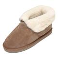 Deluxe Ladies Sheepskin Slipper Womens Boots with Foldable Cuff (4, Chestnut)