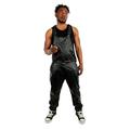 Dirty Money Faux Leather Drop Crotch Harem Dungarees Overalls Jumpsuit, Black, XL = 36''-38''