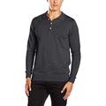 Paul James Knitwear Men's Long Sleeve Knitted Polo Shirt Jumper, Grey (Charcoal), Medium