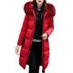 HOMEBABY Women Warm Down Lammy Jacket Ladies Thick Parka Overcoat Winter Windbreaker Outwear Casual Long Hoodies Coat Hooded Pocket Long Cotton Coat Elegant Cardigans (UK:12-14, Red)