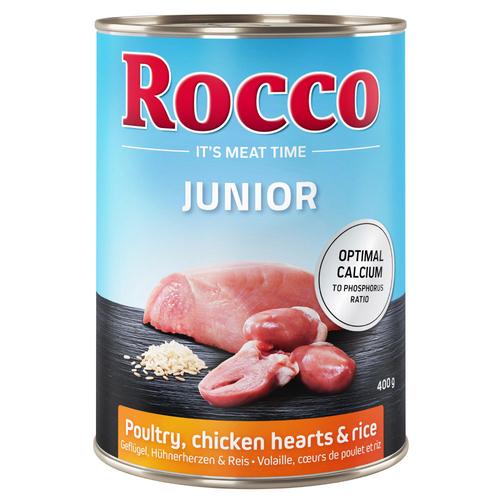 12x400g Junior Geflügel mit Hühnerherzen & Reis Rocco Hundefutter nass