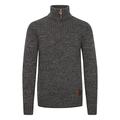 Solid Philostrate Men's Jumper Chunky Knit Pullover Troyer Made of 100% Cotton with Zipper, Size:M, Colour:Dark Grey (2890)