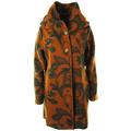 Gracious Girl Ladies Womens Italian Lagenlook Quirky 4-Button Floral Boiled Wool Long Hooded Coat Jacket