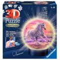 Ravensburger 3D Puzzle 11843 - Nachtlicht Puzzle-Ball Pferde am Strand - 72 Teile - ab 6 Jahren, LED Nachttischlampe mit Klatsch-Mechanismus