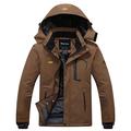 Wantdo Men's Mountain Ski Jacket Warm Winter Fleece Coat Waterproof Raincoat Outdoor Hooded Windbreaker Jackets Coffee L