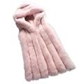 HOMEBABY Women Faux Fur Gilets, Girls Sleeveless Jacket Winter Body Warm Vest Coat Hooded Waistcoat Gilet Fluffy Hoodies Cardigan Outwear Size 8-20 (Pink, UK:20)