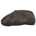 Sterkowski Peaky Style Cap | 100% Harris Tweed Newsboy Cap for Men | Flat Cap Mens Newsboy Caps for Men Baker Boy Wool Cap Warm Hat Men Paperboy Hat Flat Peaks Caps Retro Hat Brown/Blue Check 57 cm