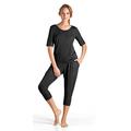 Hanro Women's Loose Fit Short Sleeve Yoga T-Shirt, Black (Black 0019), Medium