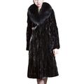 HOMEBABY Women Faux Fur Long Coat, Warm Thick Coat Fluffy Black Long Jacket Winter Pocket Coat Size 8-20 (UK:16, Black)