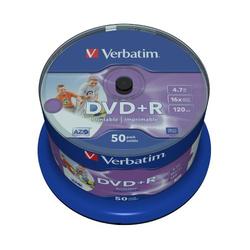 Verbatim DVD+R Wide Inkjet Printable 4.7GB, 50er Pack Spindel, DVD Rohlinge bedruckbar, 16-fache Brenngeschwindigkeit & Hardcoat Scratch Guard, DVD-R printable, DVD leer, Rohlinge DVD